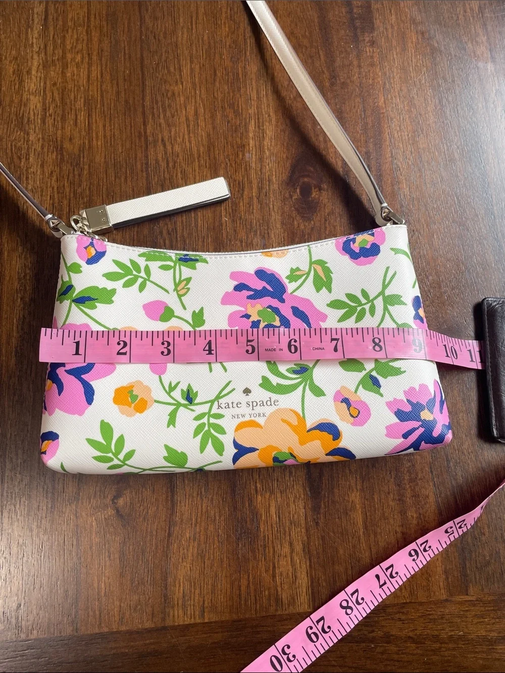 kate spade Sadie White Floral Crossbody with Pink, Purple and Green Accents